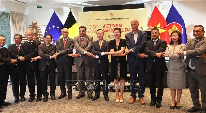 At the ceremony celebrating Vietnam’s 79th Nation Day in Belgium. (Photo: VNA)