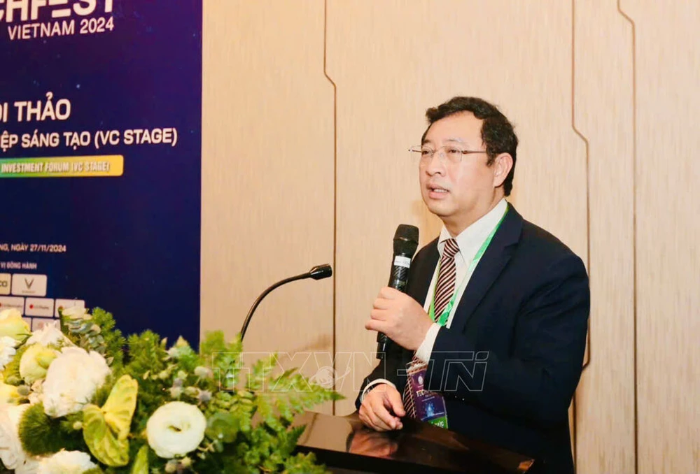 Pham Hong Quat, Director of the Department of Market and Business Development under the Ministry of Science and Technology, speaks at the event. (Photo: VNA)