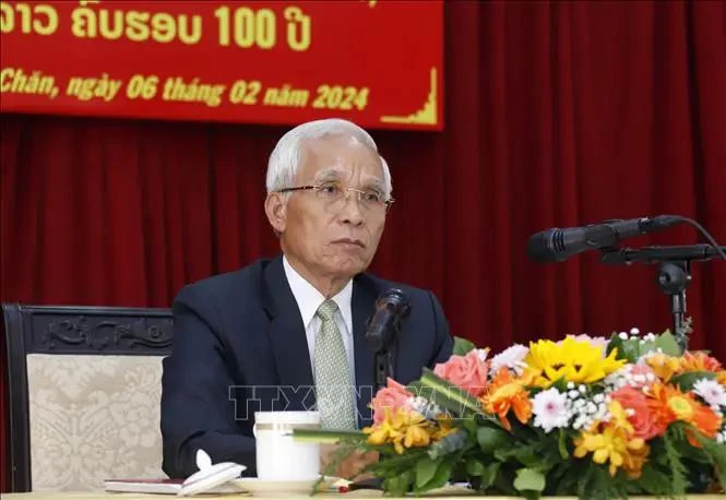 Khamphanh Pheuyavong, Secretary of the Lao People's Revolutionary Party (LPRP) Central Committee, who is also Chairman of the LPRP Central Committee’s Commission for Propaganda and Training, and Chairman of the Central Theoretical Council. (Photo: VNA)