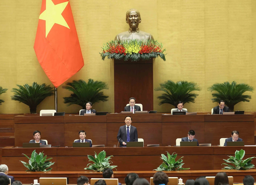 El vicepremier Tran Hong Ha interviene en la reunión (Foto: VNA)