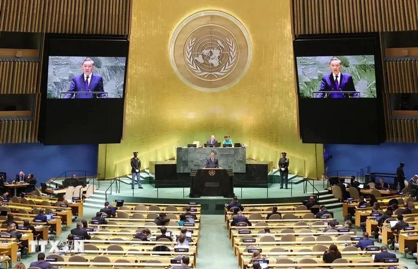 El secretario general del Partido Comunista de Vietnam y presidente del país, To Lam, habla en el debate general de alto nivel de la 79.ª sesión de la Asamblea General de las Naciones Unidas. (Foto: VNA)