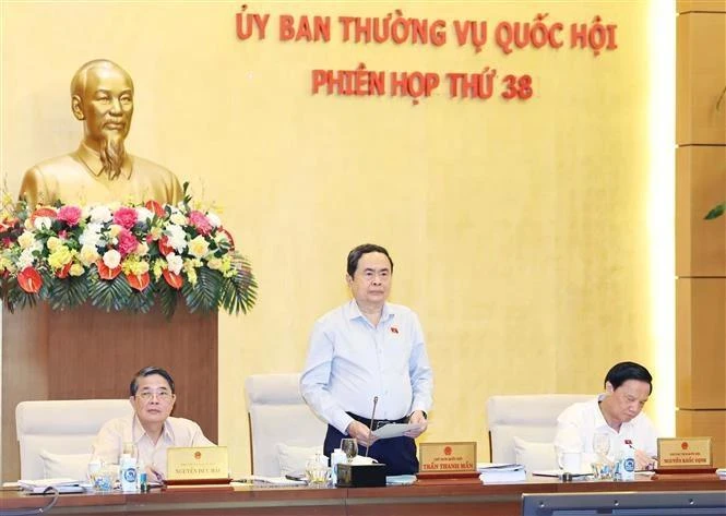 El presidente de la Asamblea Nacional, Tran Thanh Man, interviene en la sesión. (Foto: VNA)