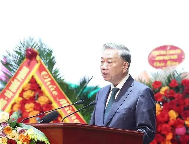 El secretario general del Partido Comunista de Vietnam, To Lam, interviene en el VII Congreso de emulación patriótica de la Asociación de Veteranos de la Guerra de Vietnam. (Foto: VNA)