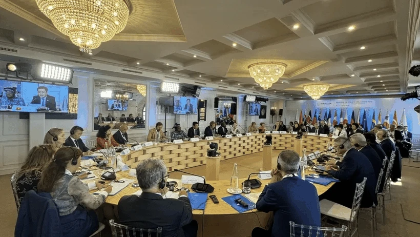 The expanded G7 Trade Ministers’ Conference under the chair of Deputy Prime Minister and Minister of Foreign Affairs and International Cooperation of Italy Antonio Tanjani (Photo: VietnamPlus)