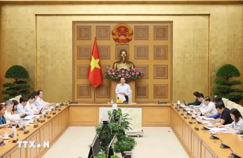 Le vice-Premier ministre Lê Minh Khai s'exprime lors de la réunion. Photo: VNA