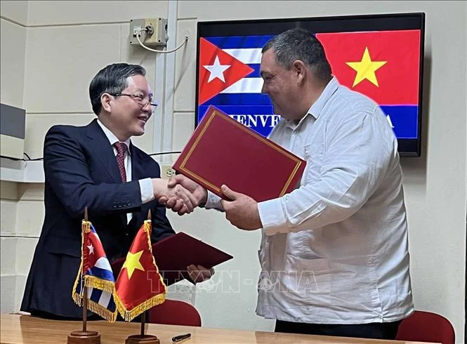 L'Association nationale de petits agriculteurs de Cuba et l'Association des agriculteurs vietnamiens ont signé un protocole de coopération pour la période 2025-2030. Photo: VNA