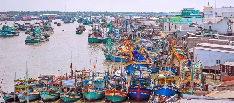 Bateaux de pêche hauturière au port maritime du bourg de Sông Dôc, district de Trân Van Thoi, province de Ca Mau. Photo: VNA