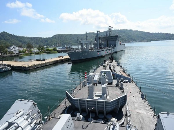 Indian Naval ships Delhi and Shakti arrive at Malaysia's Kota Kinabalu. (Photo credit: Indian Navy) 