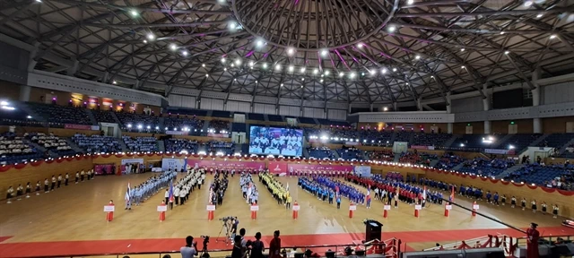 Athletes from schools in ASEAN countries join the opening ceremony of the 13th ASEAN Schools Games 2024 in Đà Nẵng City. More than 1,300 athletes and coaches will be competing in six sports for 107 medal sets on June 1-7. (Photo: VNA)