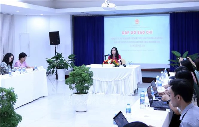 Deputy Minister of Foreign Affairs and Chairwoman of the ministry’ State Committee for Overseas Vietnamese (SCOV) Le Thi Thu Hang speaks at the press briefing held in HCM City on July 2. (Photo: VNA)