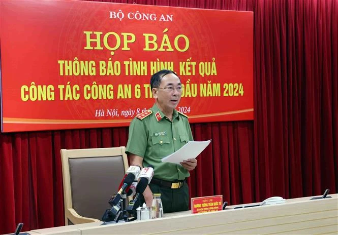 Deputy Minister of Public Security Tran Quoc To speaks at the press conference in Hanoi on July 8. (Photo: VNA)