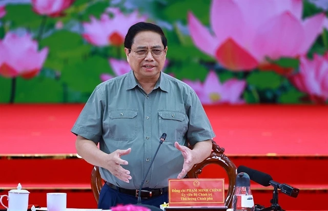 PM Pham Minh Chinh speaks at the meeting (Photo: VNA)