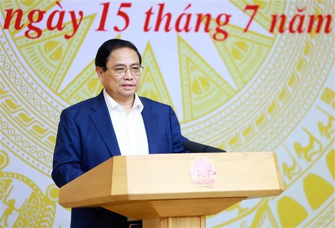 Prime Minister Pham Minh Chinh speaks at the 8th meeting of the Government’s Steering Committee for Administrative Reform in Hanoi on July 15. (Photo: VNA)