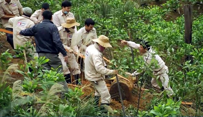 MAG staff conduct bomb and mine clearance activities in Quang Binh (Photo: VNA)