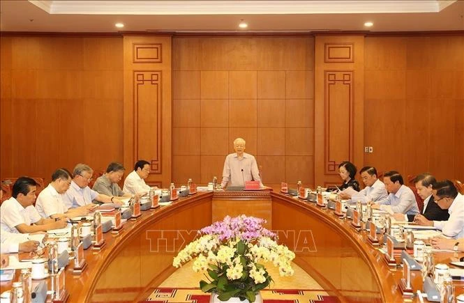 Party General Secretary Nguyen Phu Trong speaks at a meeting of the standing board of the Central Steering Committee on Prevention and Control of Corruption and Negative Phenomena. (Photo: VNA)