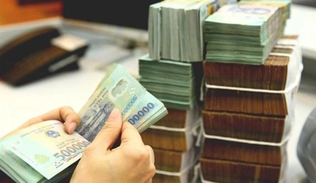 A teller counts money at a credit institution's branch. (Photo: tienphong.vn)