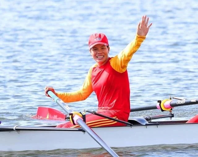 Pham Thi Hue who will compete at the quarter-finals of the women’s rowing single sculls event at 14:40 on July 30. (Photo: VNA)