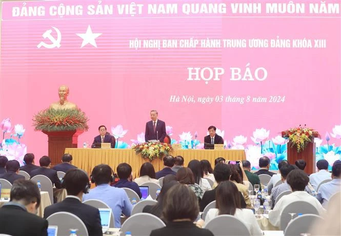 Party General Secretary and State President To Lam answers questions from domestic and foreign journalists. (Photo: VNA)