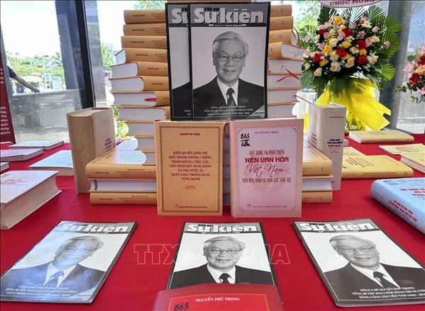 Party General Secretary Nguyen Phu Trong's books and articles on display (Photo: VNA)