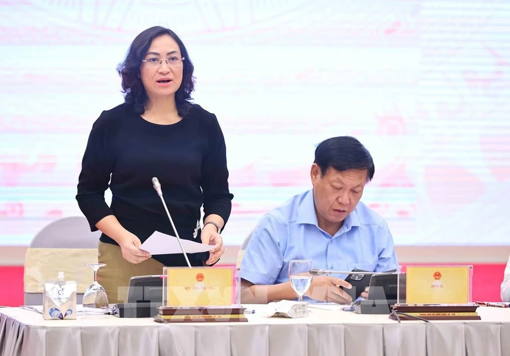 Deputy Minister of Industry and Trade Phan Thi Thang speaks at the Government's regular press conference in Hanoi on August 5. (Photo: VNA)