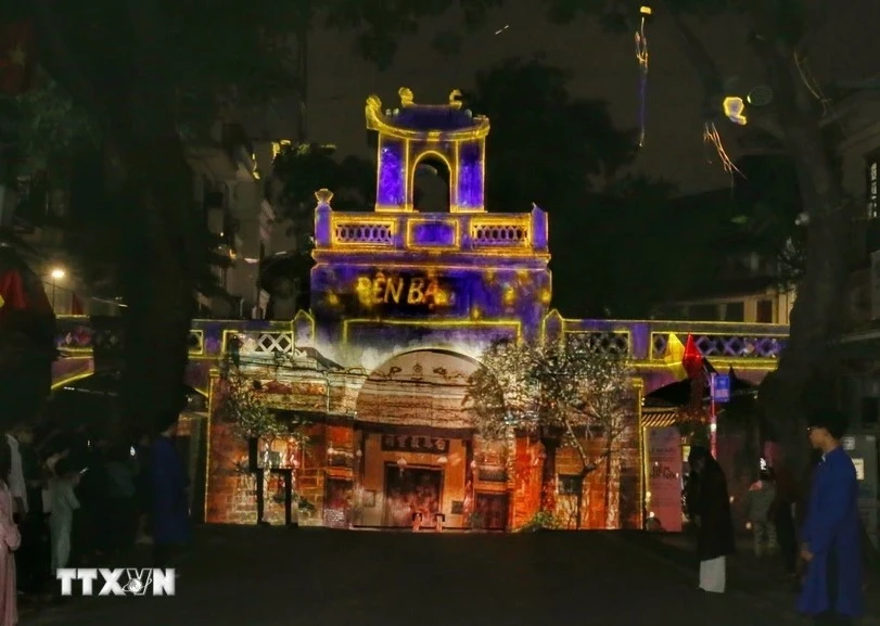 A 3D mapping light show at O Quan Chuong in Hanoi (Photo: VNA)