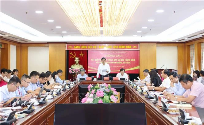 At the press briefing held in Hanoi to announce the outcomes of the 28th meeting of the Central Steering Committee for Prevention and Control of Corruption and Negative Phenomena (Photo: VNA)