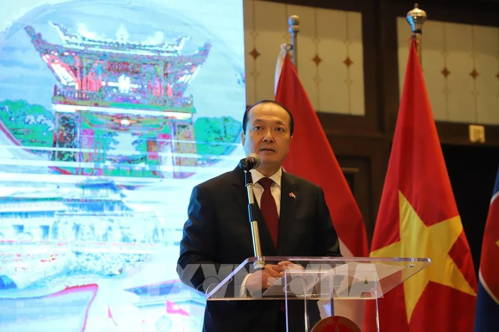 Vietnamese Ambassador to Egypt Nguyen Huy Dung speaks at the event. (Photo: VNA)