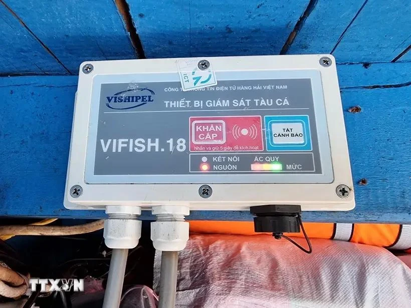 All fishing boats in the Mekong Delta province of Tien Giang are equipped with vessel monitoring system (VMS). (Photo: VNA)