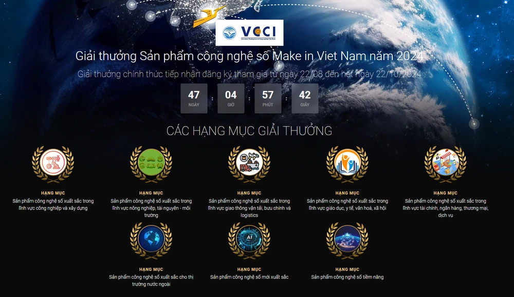 Enterprises are required to submit their entries for the award from August 22 to October 22 through the portal https://giaithuong.makeinvietnam.mic.gov.vn. (Photo: Courtesy of MIC)