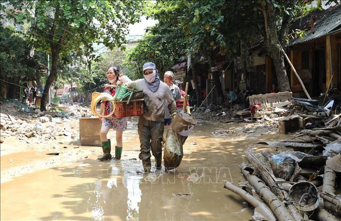 A street in Yen Bai city in the northern province of Yen Bai on September 14 after Typhoon Yagi. (Photo: VNA) 