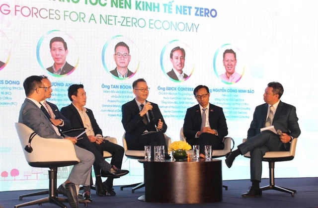 Panelists at the “Sustainable Development 2024” event organised by the Saigon Times with the theme “Accelerating the Economy to Net-Zero” in HCM City on September 19. (Photo: VNA)