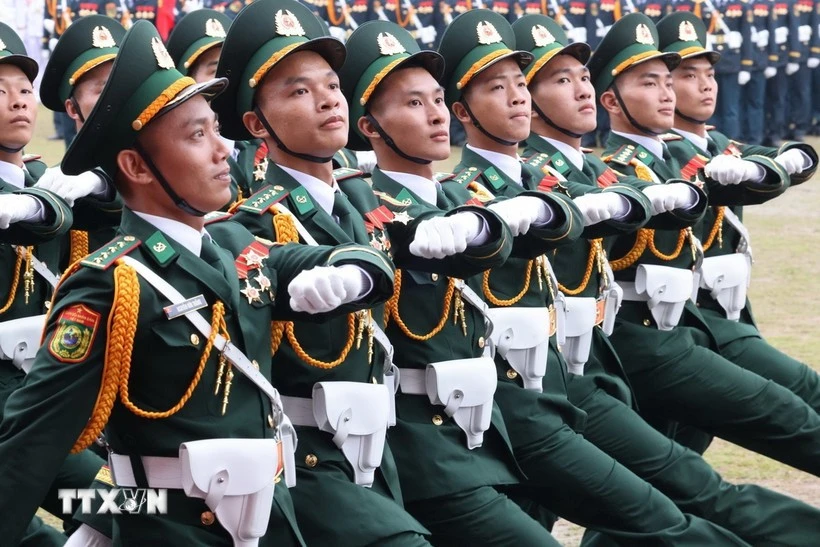 Officers at the parade to mark the 70th anniversary of the Dien Bien Phu Victory (Photo: VNA)