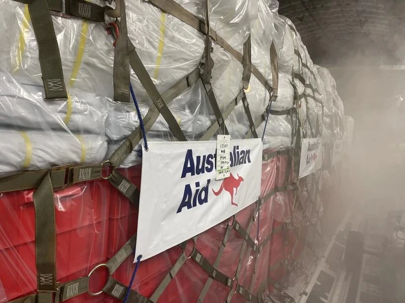 The first aid shipment from Australia arrives in Vietnam. (Photo courtesy of Australian Embassy in Vietnam)