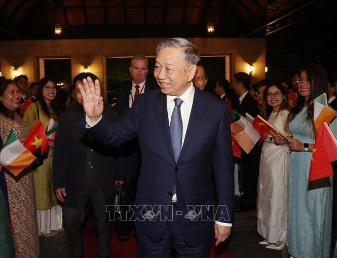 General Secretary of the Communist Party of Vietnam Central Committee and State President To Lam arrives in Dublin on October 1 evening (local time). (Photo: VNA)