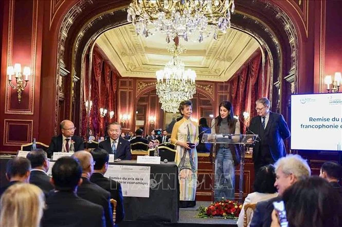 Top leader attends ceremony honnouring outstanding Francophone enterprises (Photo: VNA)