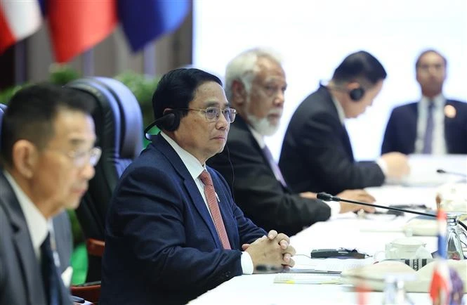 Prime Minister Pham Minh Chinh at the 14th ASEAN-United Nations Summit in Vientiane on October 11. (Photo: VNA)