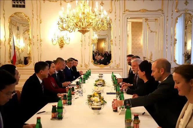 Vice President Vo Thi Anh Xuan (fourth, left) meets with Czech President Petr Pavel on November 14 (Photo: VNA)