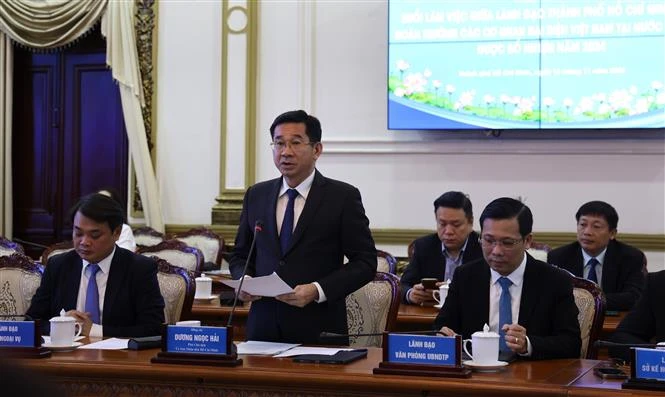 Vice Chairman of the Ho Chi Minh City People's Committee Duong Ngoc Hai addresses the meeting. (Photo: VNA)