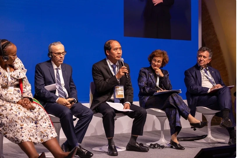 Deputy Minister of Labour, Invalids and Social Affairs Nguyen Van Hoi speaks at G7 Ministers’ Meeting on Inclusion and Disability (Photo: VietnamPlus)