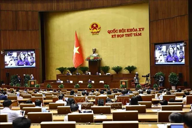 At a discussion of the National Assembly's eighth session (Photo: VNA)