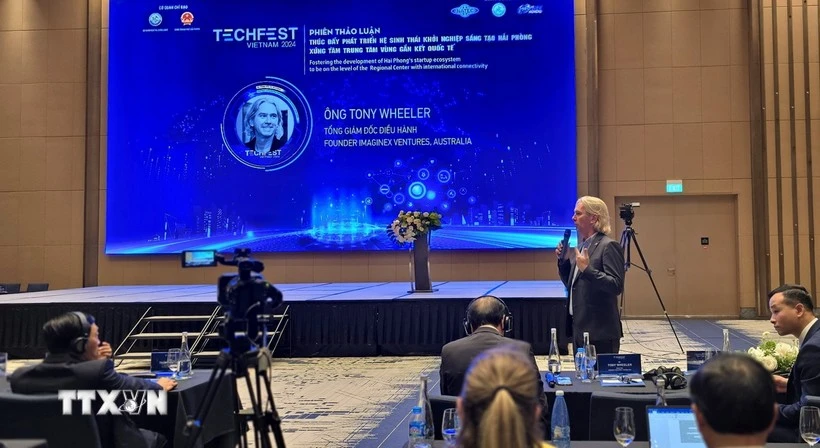 A foreign speaker addresses Techfest Vietnam 2024 (Photo: VNA)