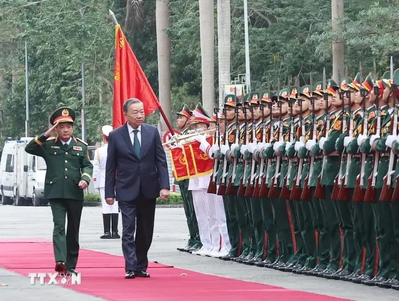 Party General Secretary To Lam, who is also Secretary of the Central Military Commission, comes to the celebration (Photo: VNA)