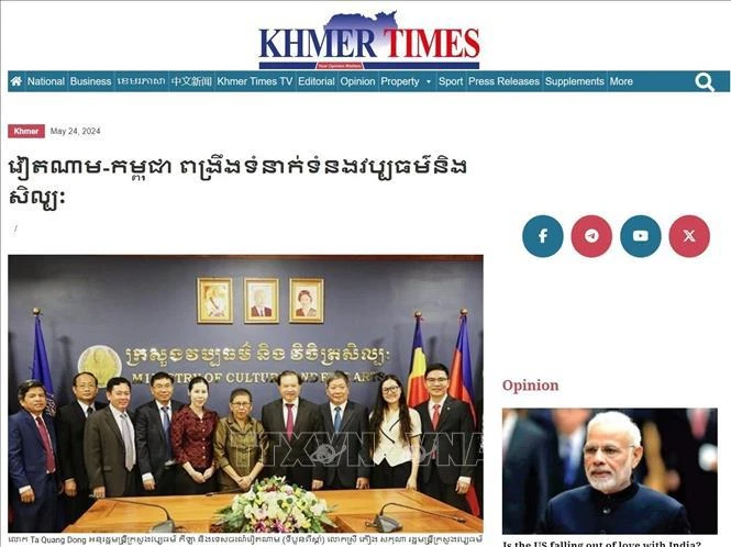 Artículo publicado en el periódico Khmer Times. (Foto: VNA)