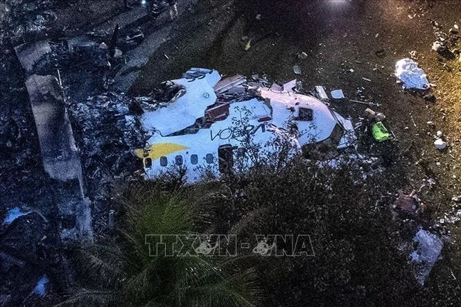 El avión accidentado fue un ATR-72, que se estrelló en la ciudad de Vinhedo a las 13:30 (hora local). (Foto: TV Globo/VNA)