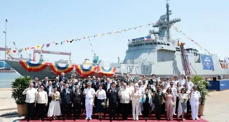 Lors de la cérémonie de lancement de BRP Miguel Malvar. (Photo gracieuseté de HHI)