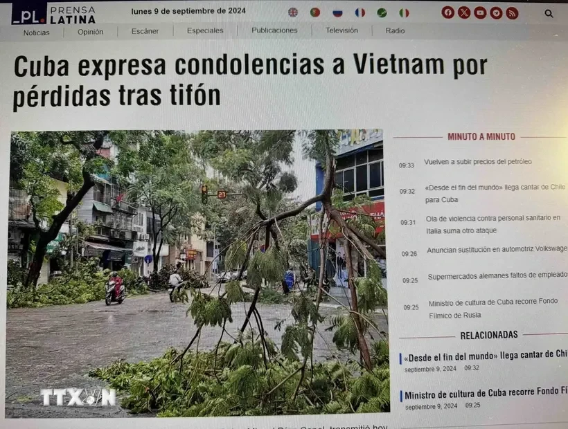 Les dirigeants cubains expriment leur sympathie au Vietnam pour les pertes causées par le typhon Yagi