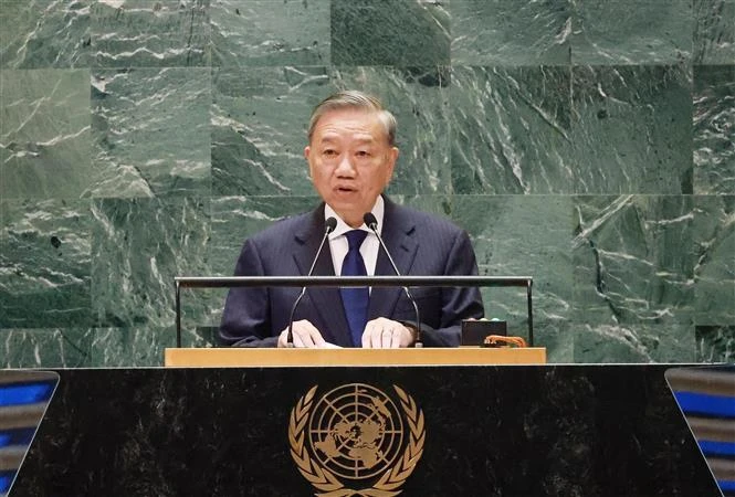 Le dirigeant vietnamien To Lam prend la parole au Sommet de l'avenir de l'ONU. Photo : VNA