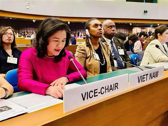 La vice-ministre du Travail, des Invalides et des Affaires sociales Nguyen Thi Ha. Photo : VNA