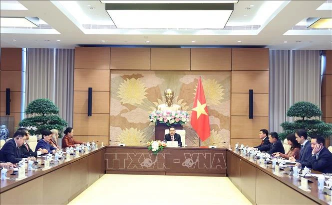 国会主席陈青敏会见东盟各国和东帝汶驻越大使和临时代办。图自越通社