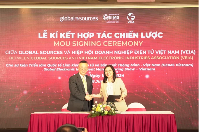 全球领先的专业展览主办机构环球资源(Global Sources)与越南电子企业协会（VEAI）共同签署谅解备忘录。图自互联网
